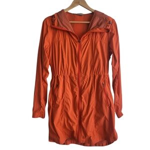 Athleta Lightweight Hooded Zip-Up Rain Jacket Womens S "Crust Orange"